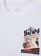 White pure cotton t-shirt regular fit with sushi print_5