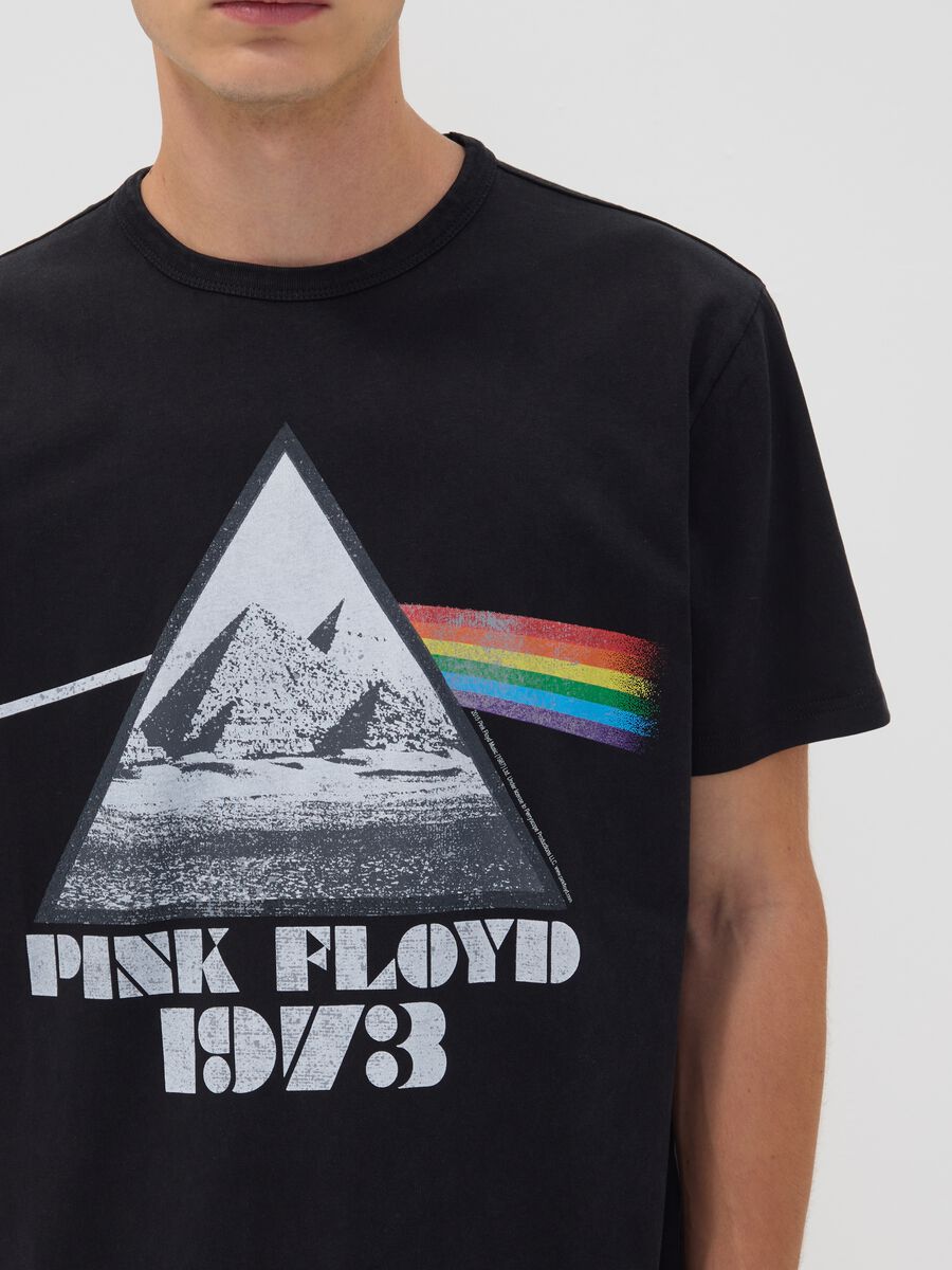 Black pure cotton T-shirt with Pink Floyd print_2