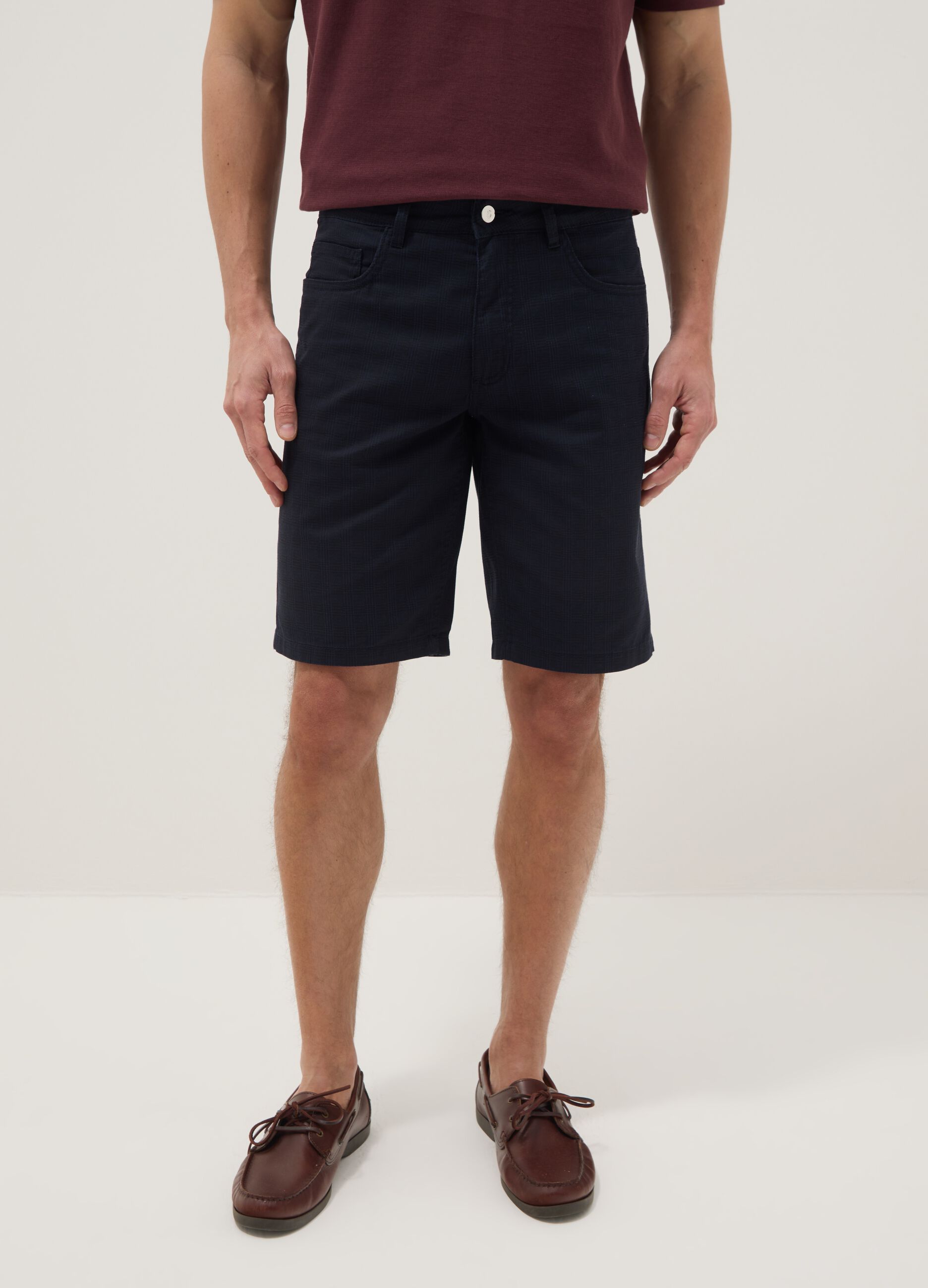 Blue regular-fit pure cotton Bermuda shorts