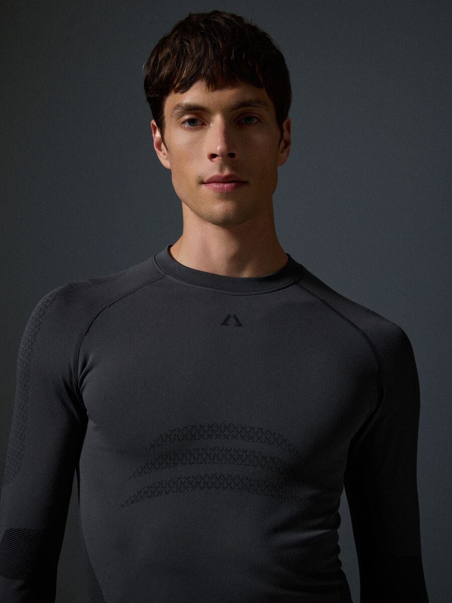 Grey thermal long-sleeve stretch T-shirt, 2-way stretch ALTAVIA_2