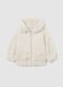 Beige regular fit zip-up hoodie for girls_0