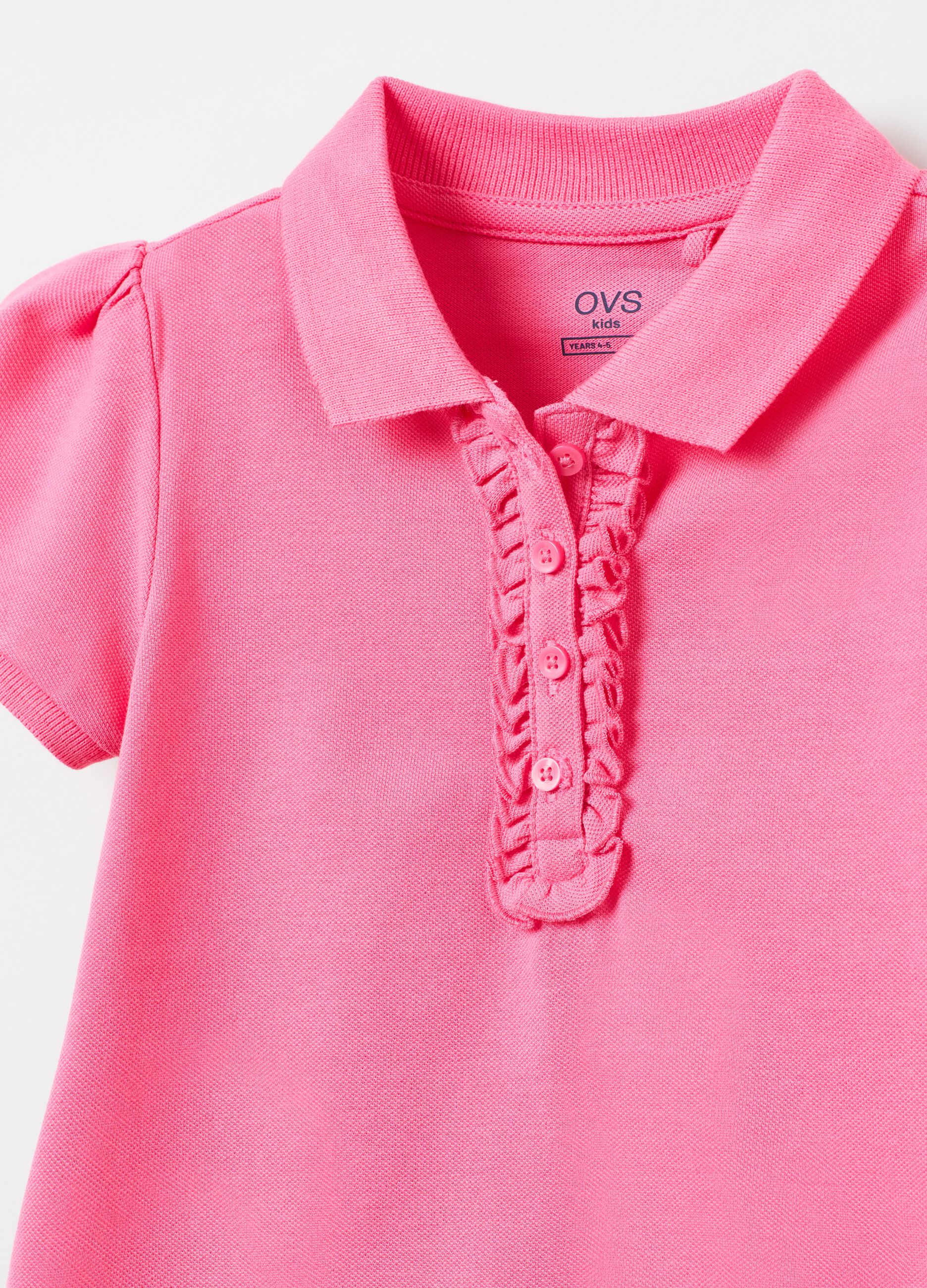 Cotton piquet polo shirt with frills