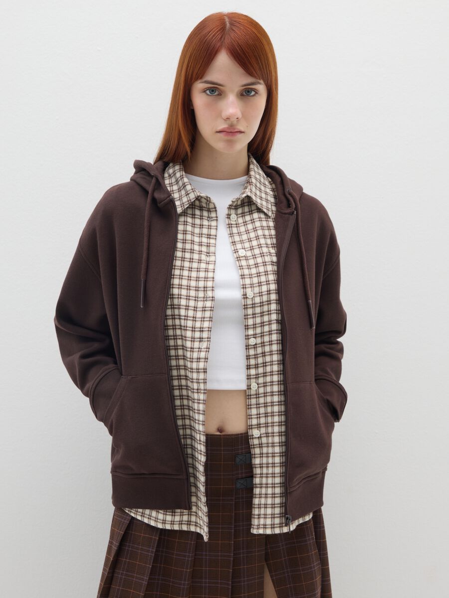 Oversized Brown Cotton Blend Sweatshirt_0