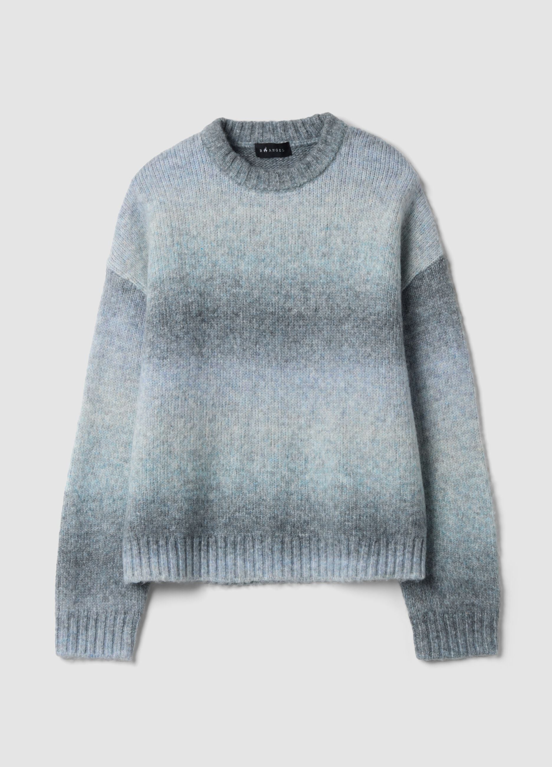 Blue wool-blend crew-neck jumper