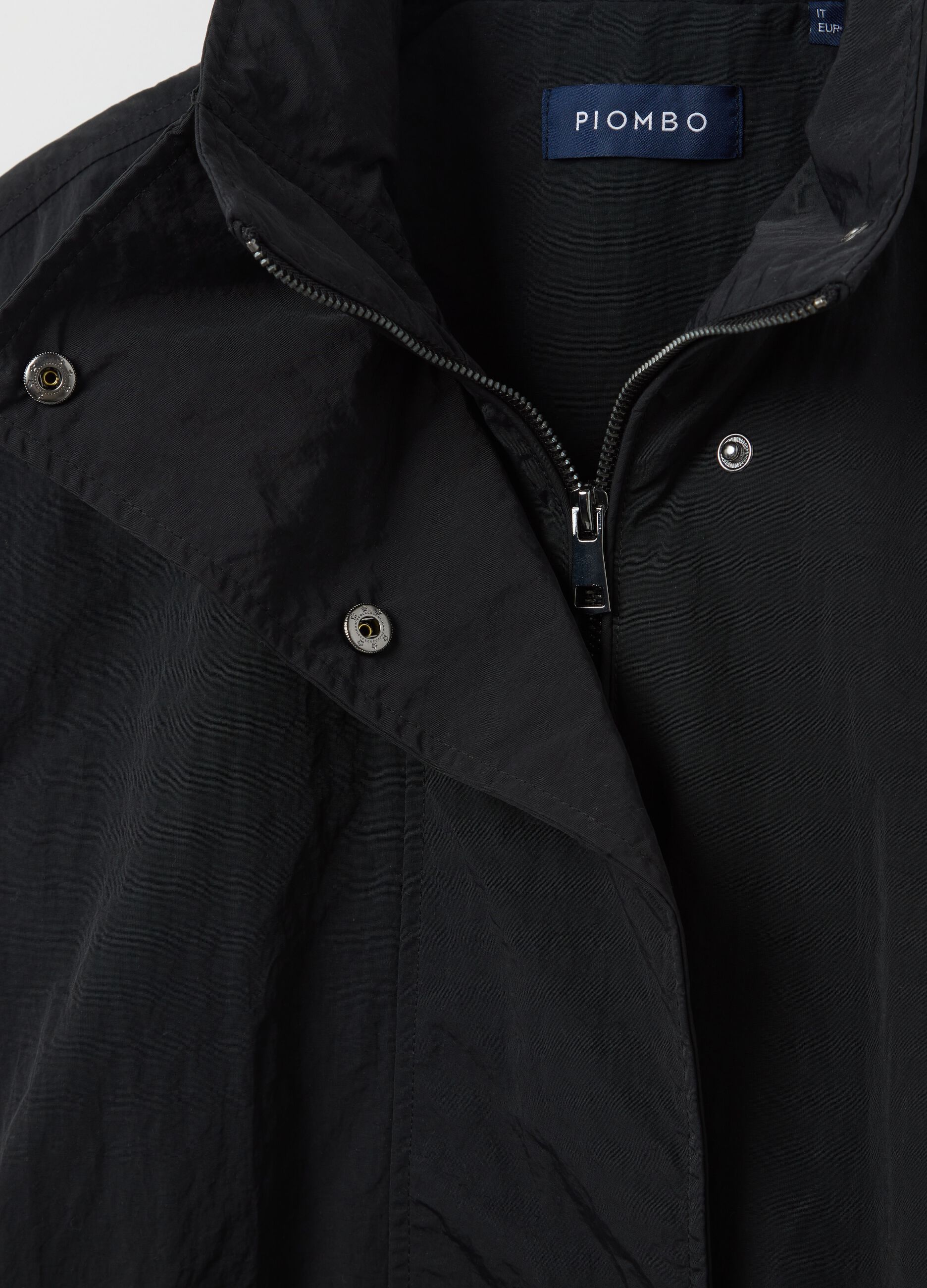 Long trench coat with zip and buttons