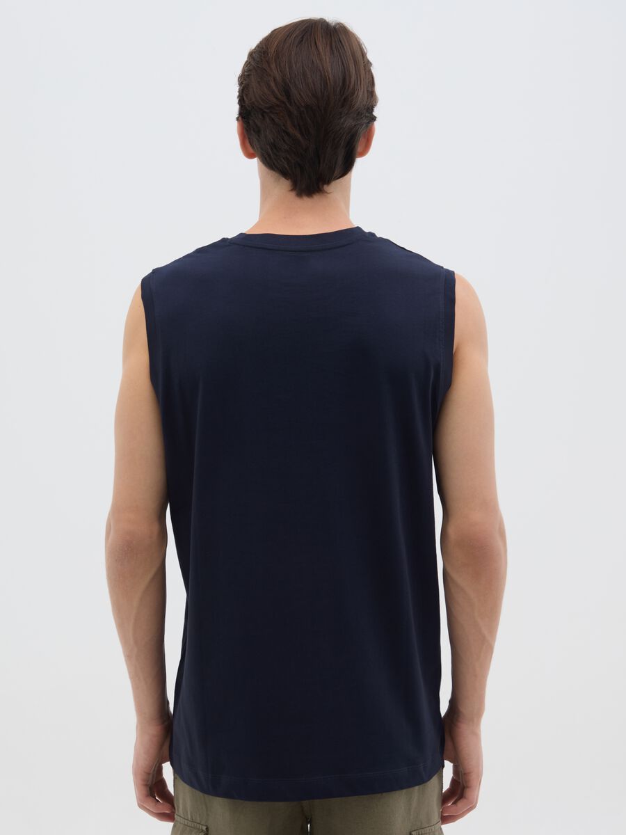 Men's Oversized Pure Cotton Blue Tank Regular Fit_3
