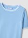 Blue viscose blend regular fit t-shirt with contrasting collar_5