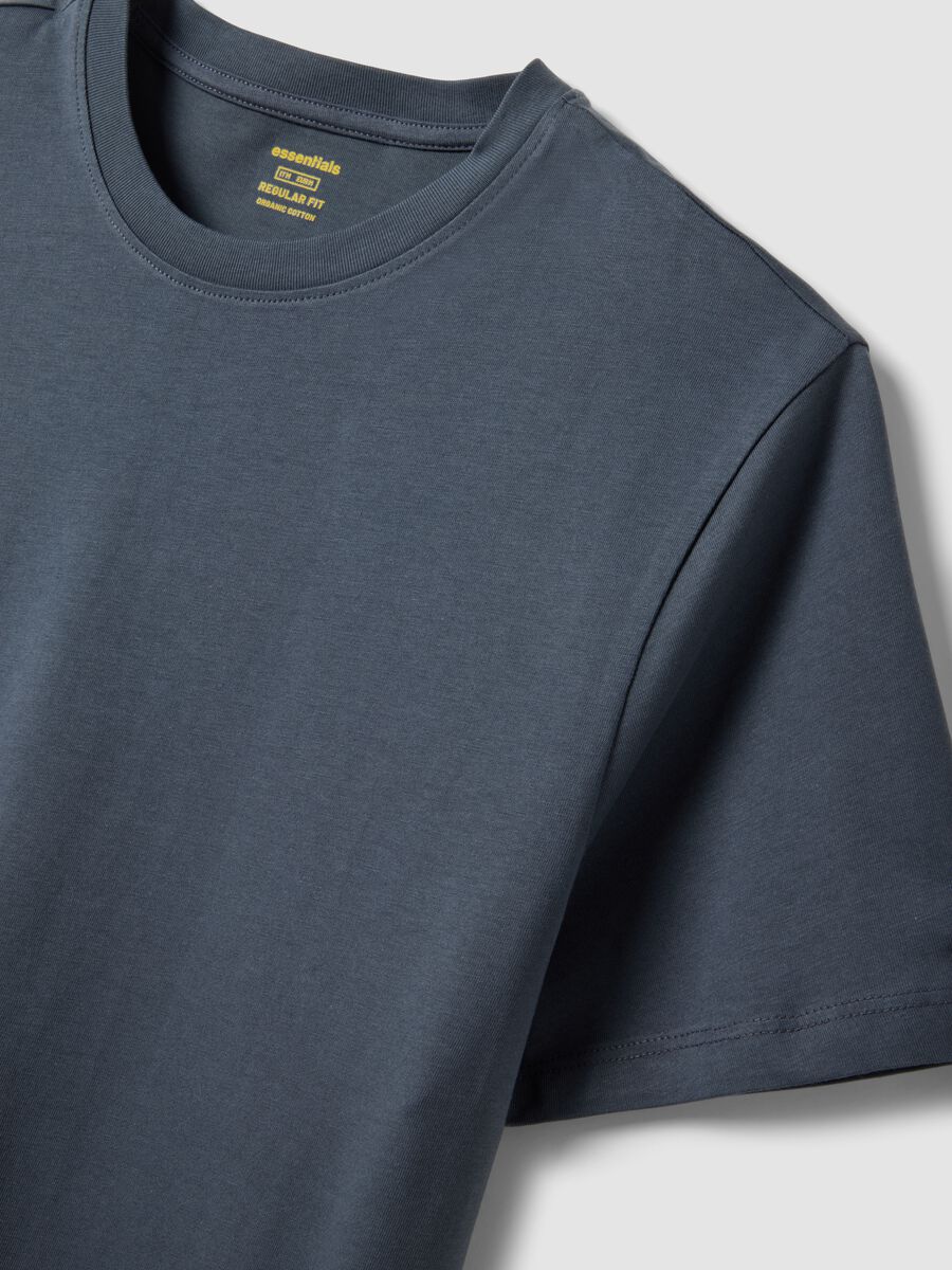 T-shirt a maniche corte in puro cotone blu regular fit_5