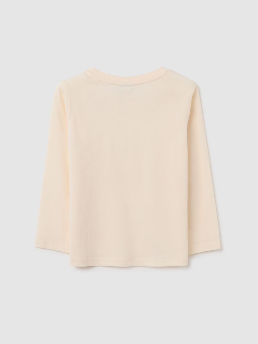 Beige long-sleeve cotton t-shirt with bear print_1