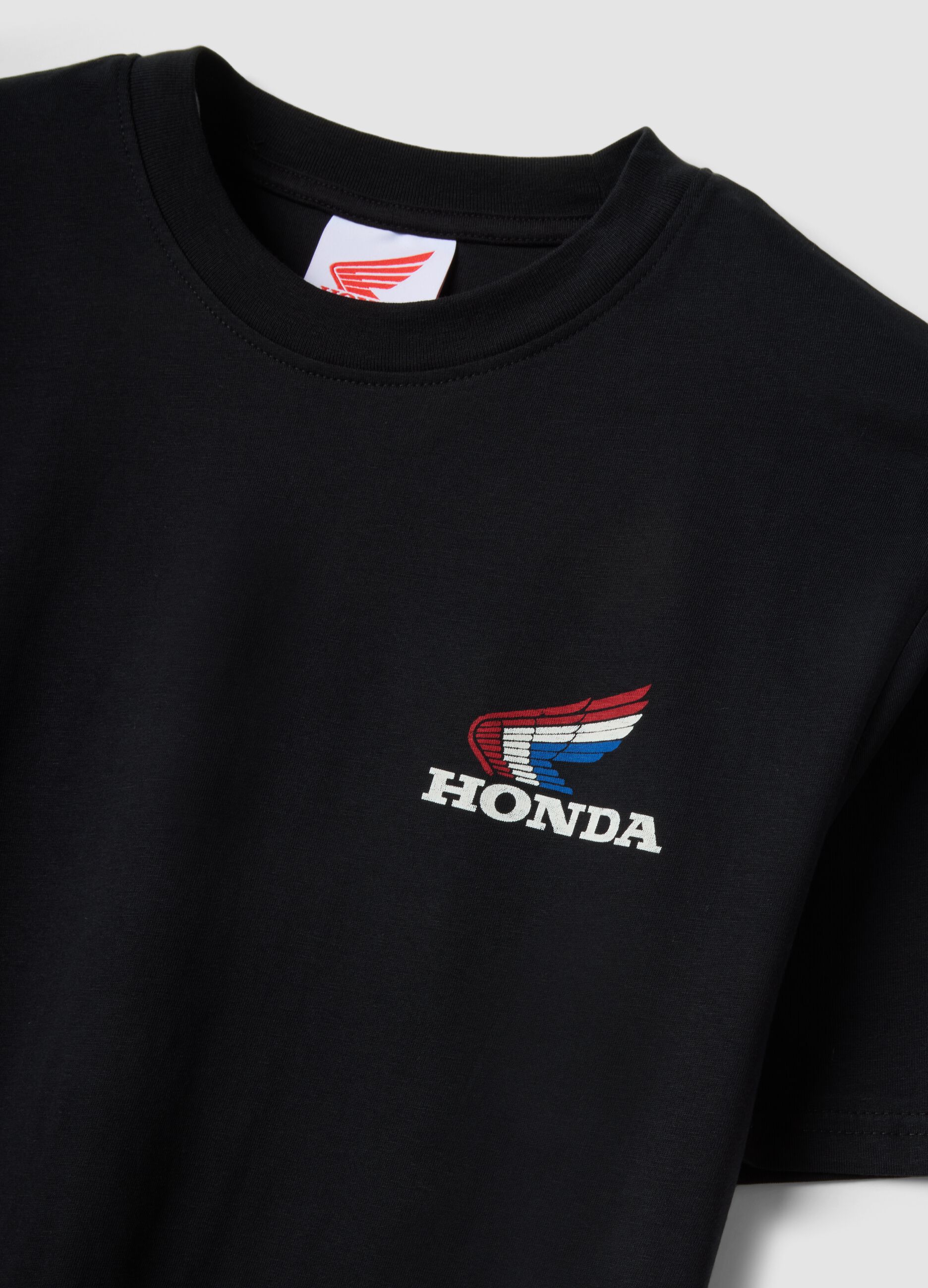 Black printed T-shirt in pure cotton, regular fit