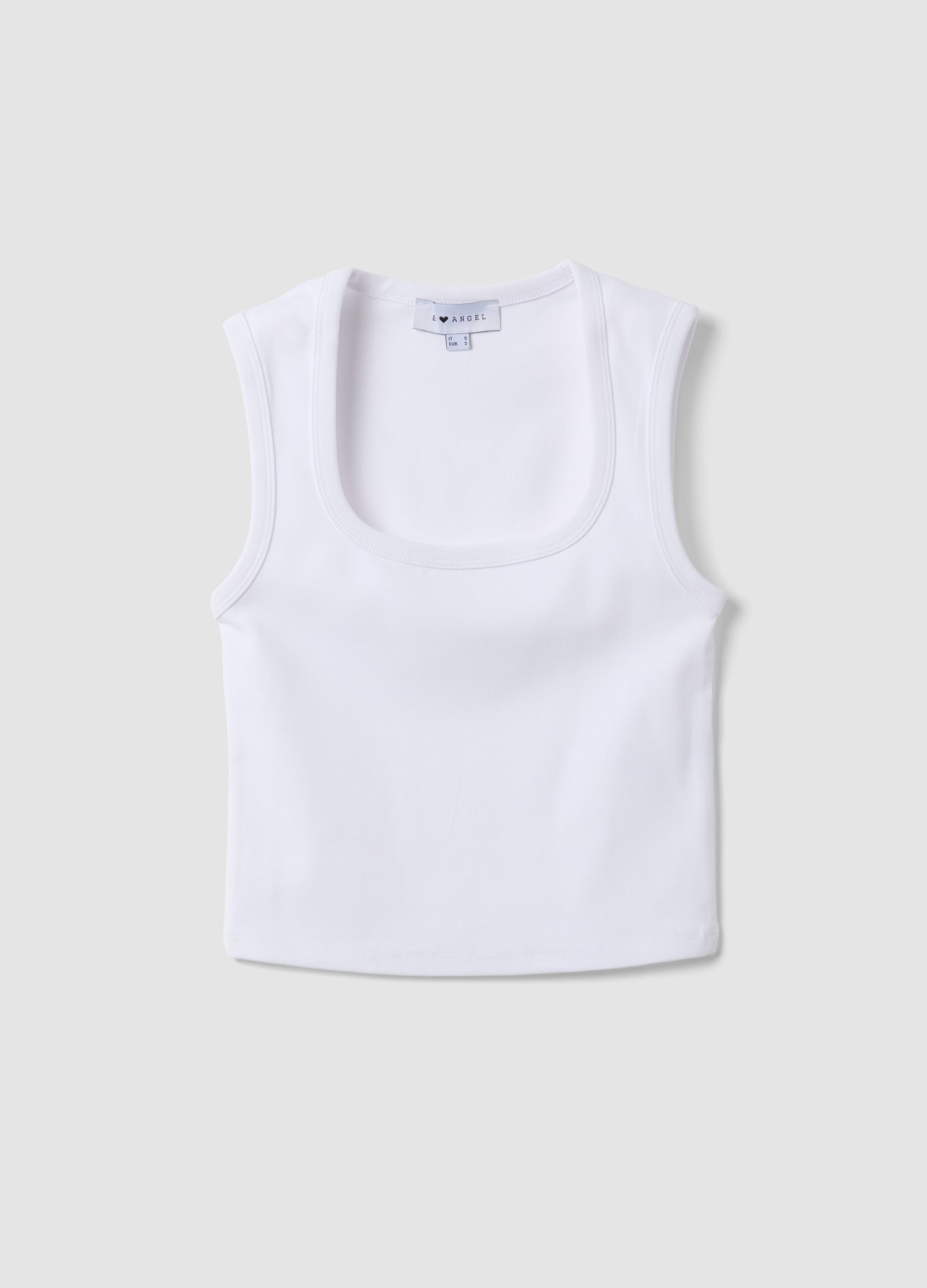 White stretch cotton tank top