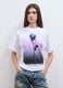 White pure cotton T-shirt with floral print, regular fit_0