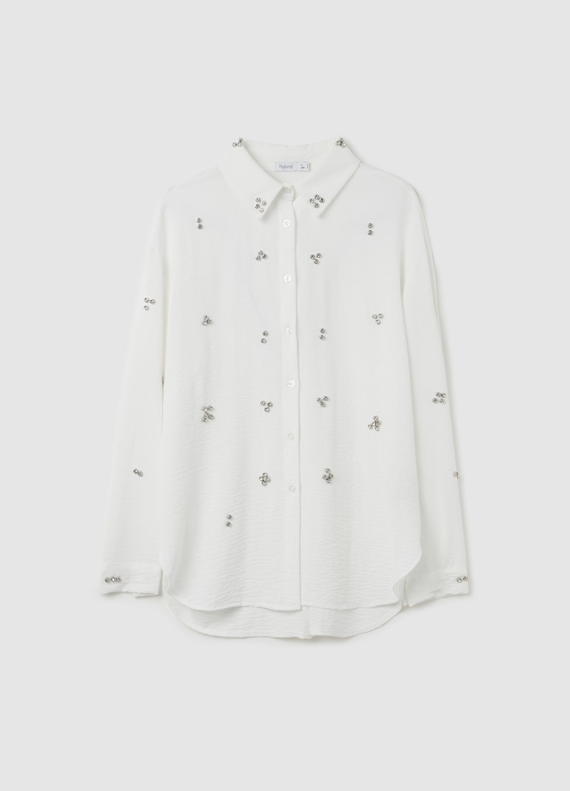 Shirt with diamanté applications