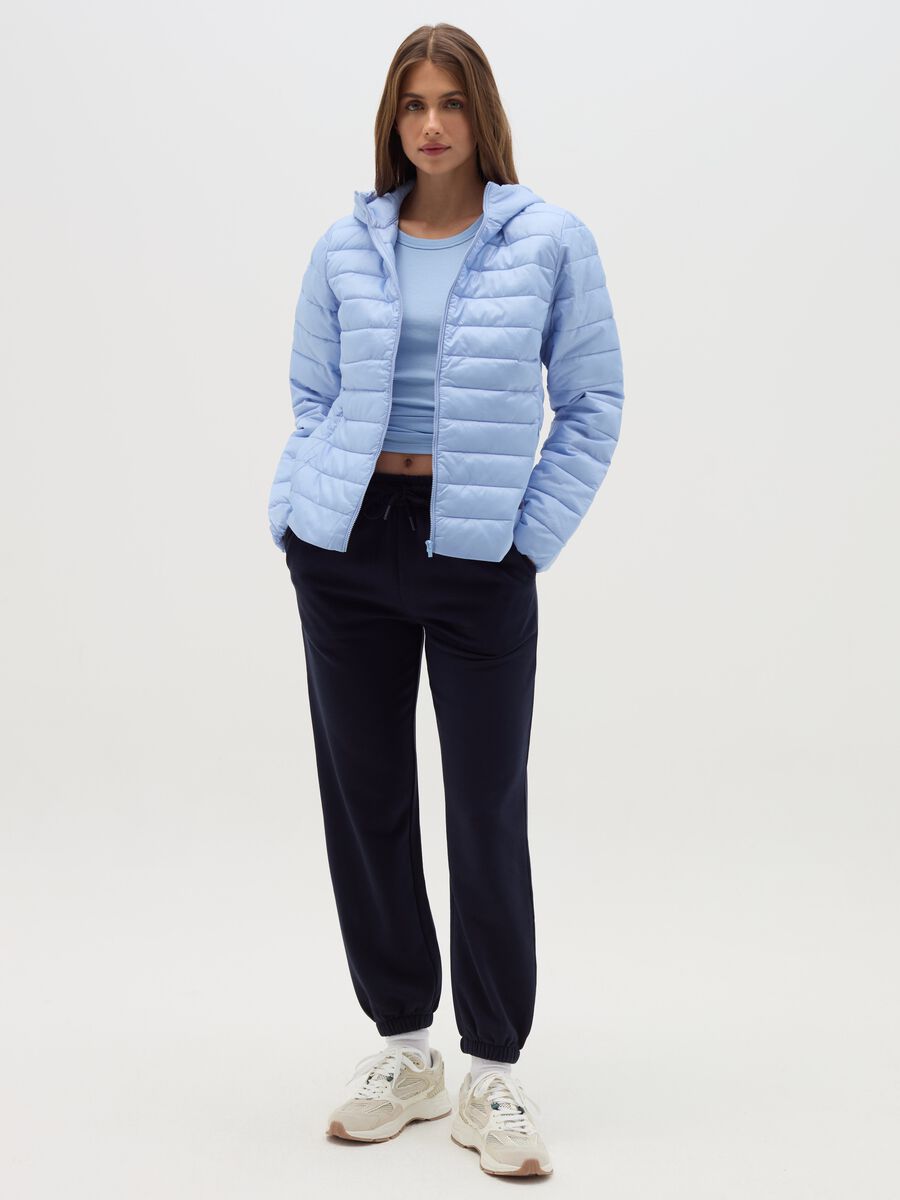 Ultralight short down jacket with hood and zip_1