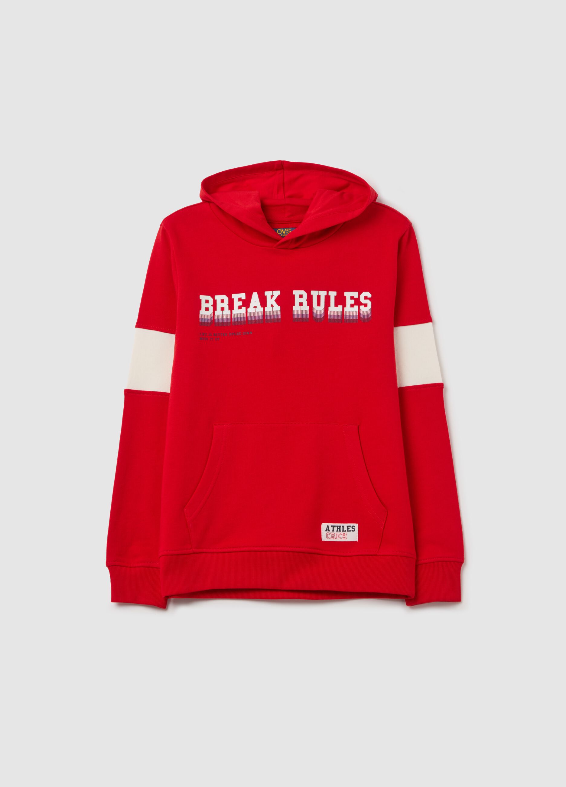 Sweatshirt with hood and "Break Rules" print