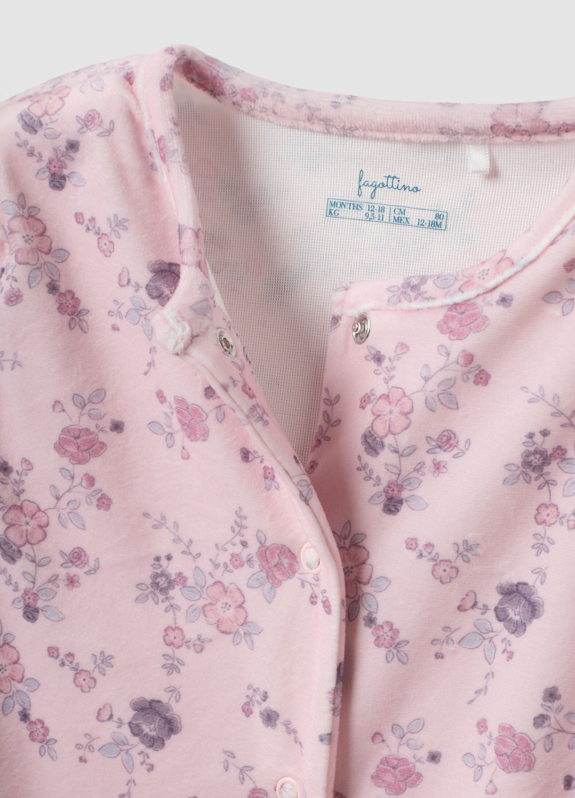 2-pack purple and pink baby girl sleepsuits with floral print