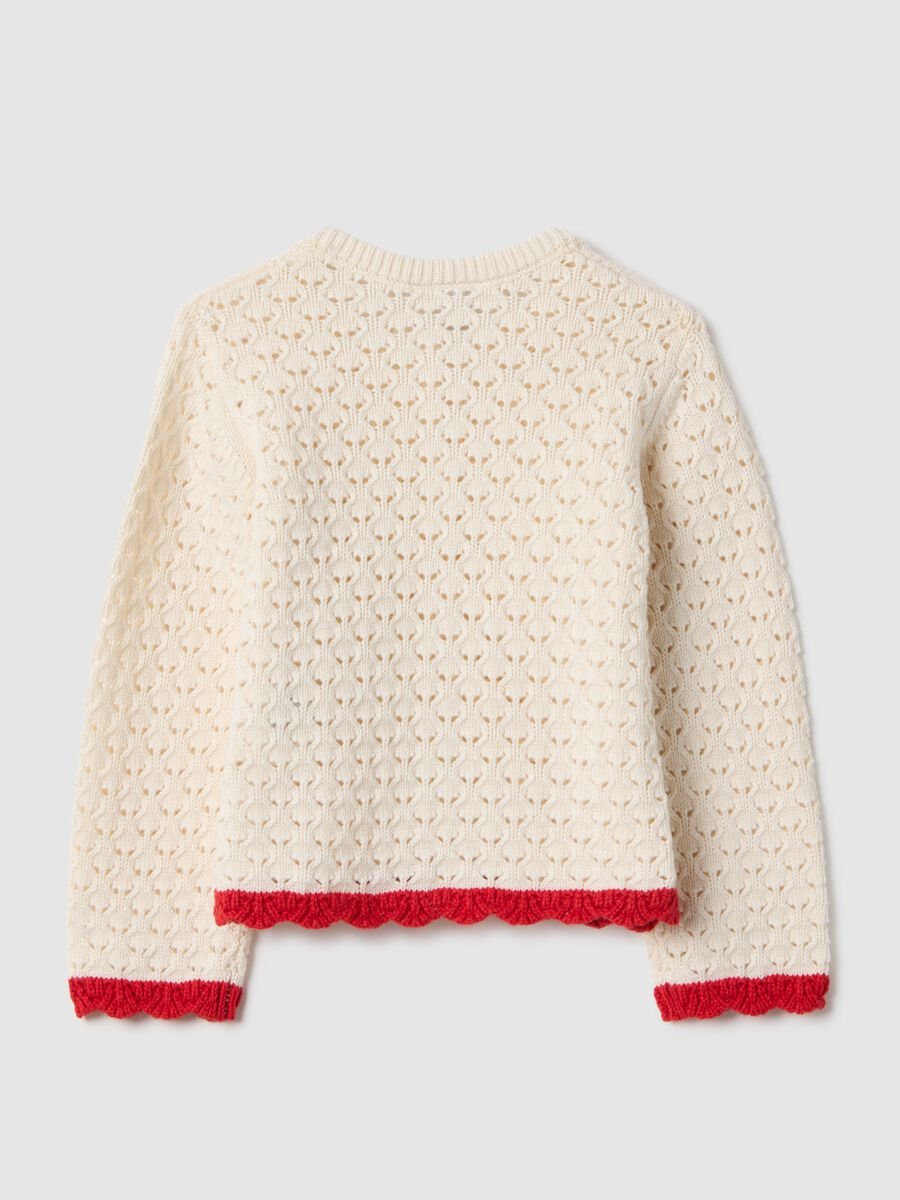 Beige pure cotton regular fit cardigan for girls_1