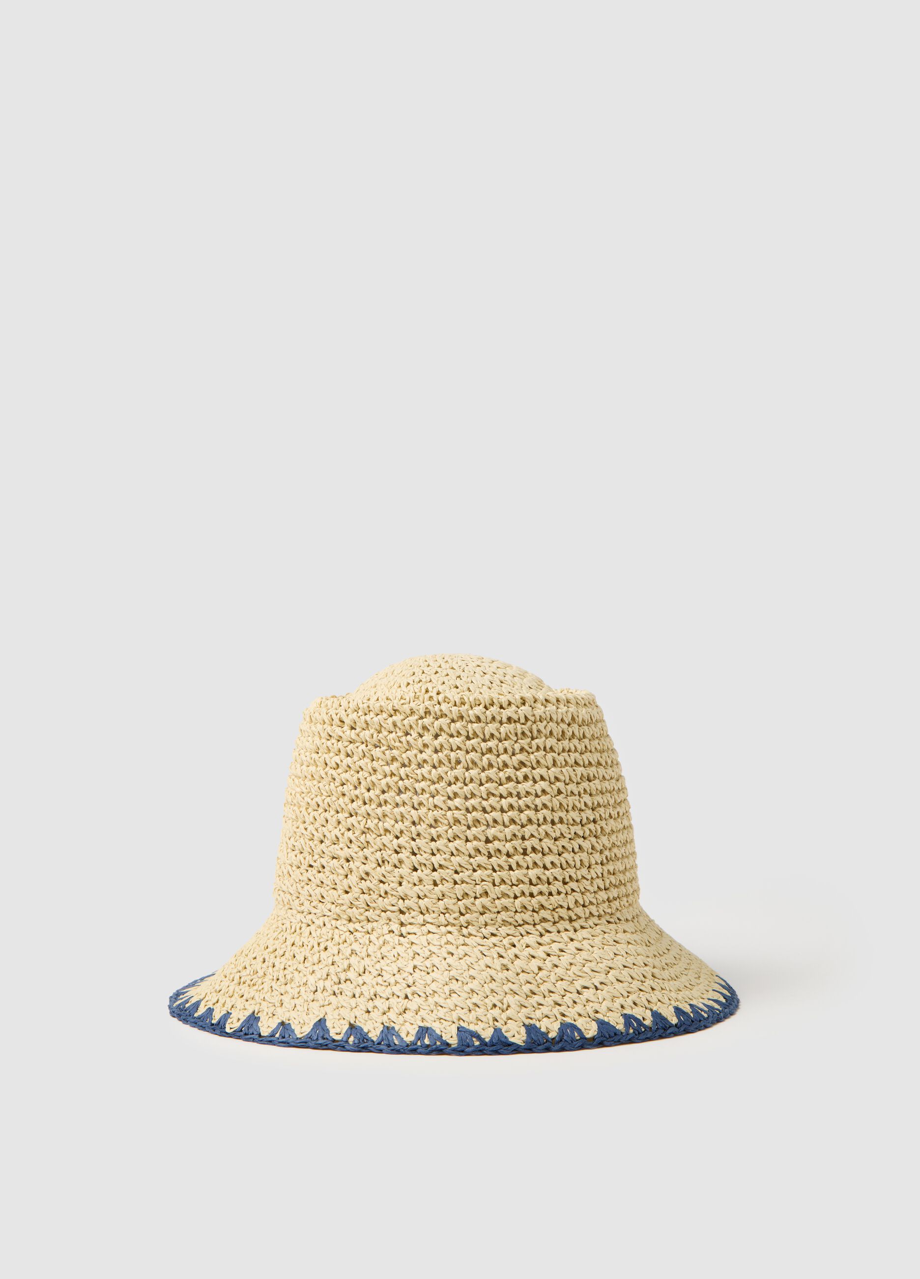 Cappello a secchiello da donna in tessuto carta multicolor