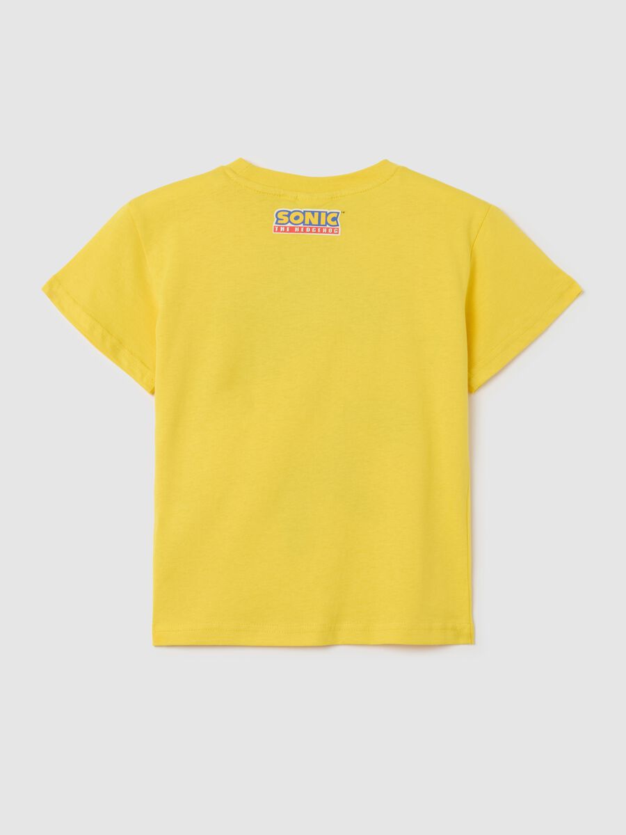 T-shirt da bambino in puro cotone gialla regular fit con stampa Sonic_1