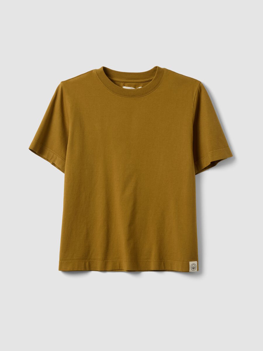 T-shirt marrone a maniche corte in puro cotone regular fit_4