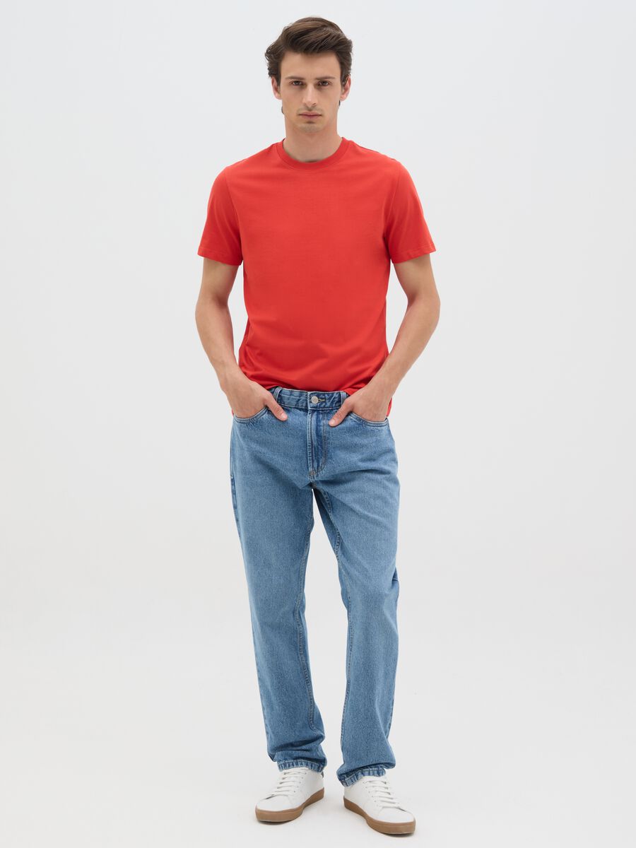 Men's regular fit red pure cotton T-shirt_1
