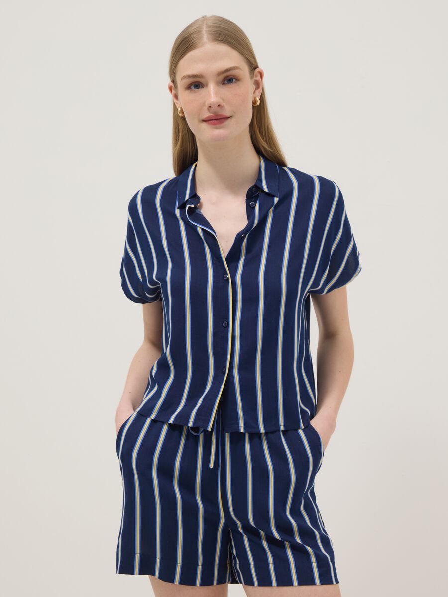 Pure viscose multicolour striped shirt, regular fit_0