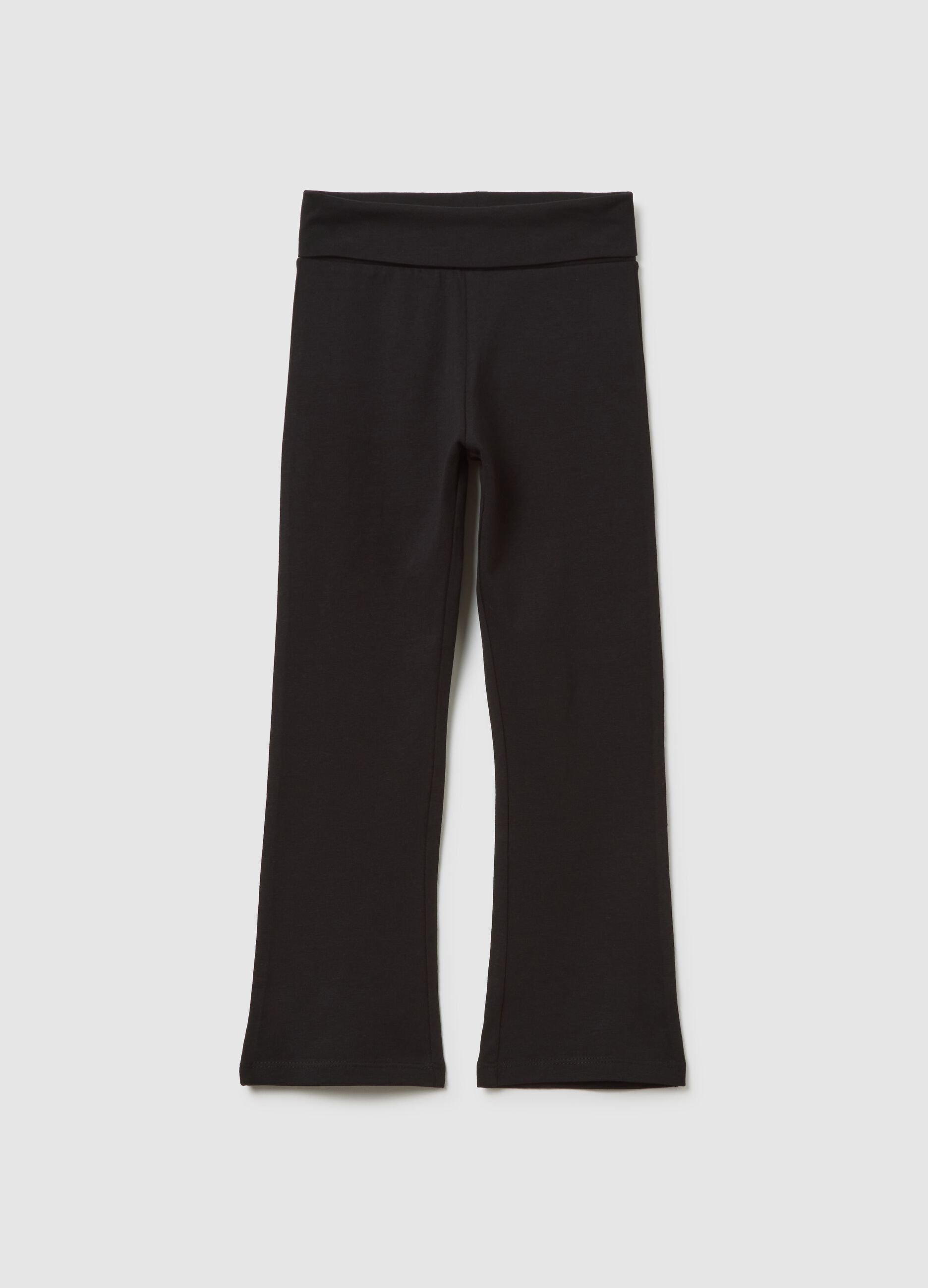 Girls' Black Cotton Flare Leggings