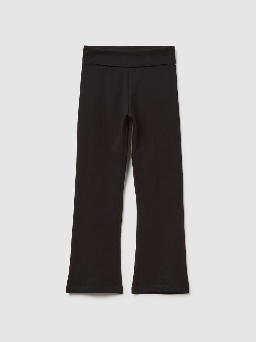 Girls' Black Cotton Flare Leggings_0