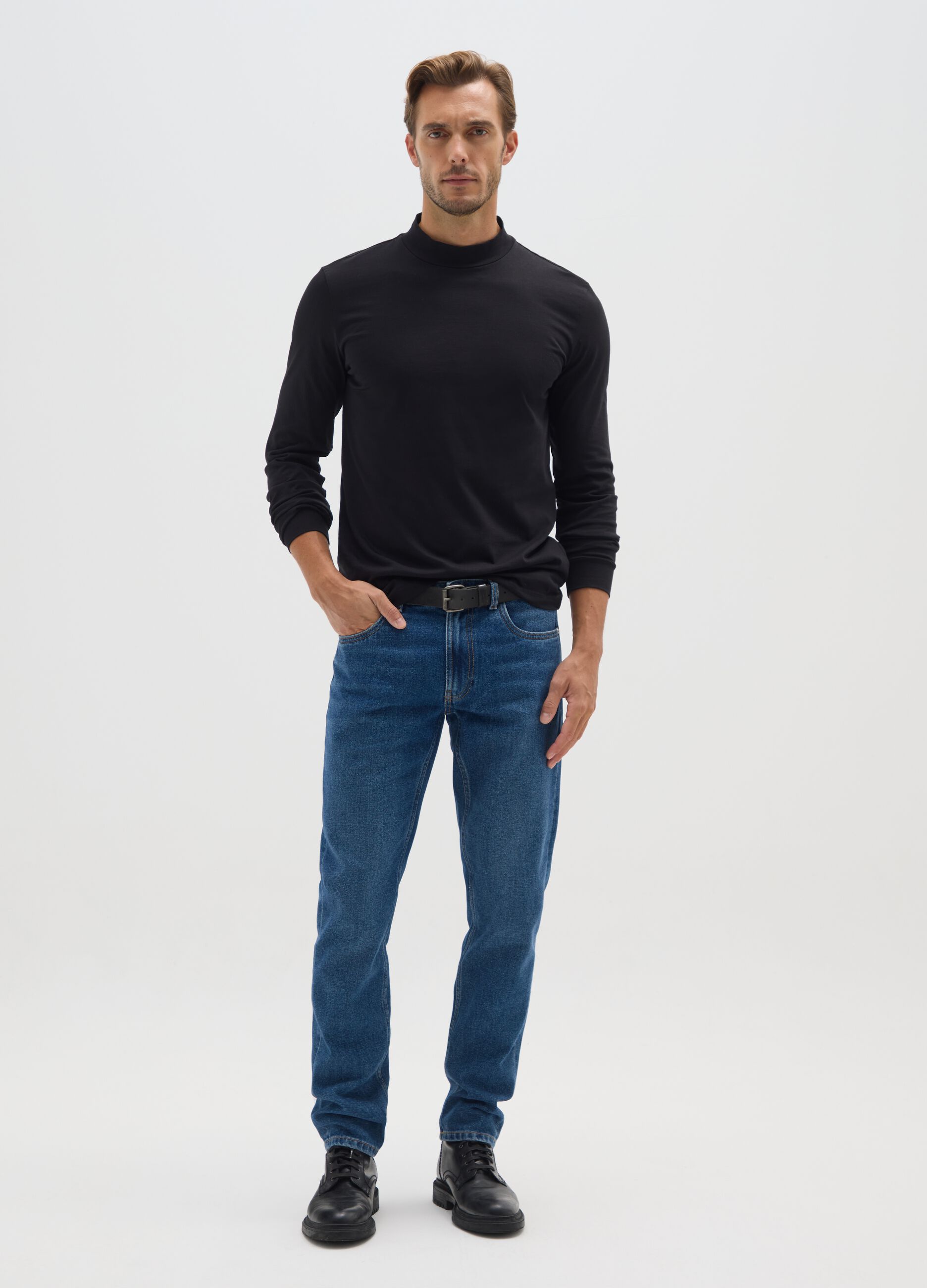Pure cotton black regular fit sweater