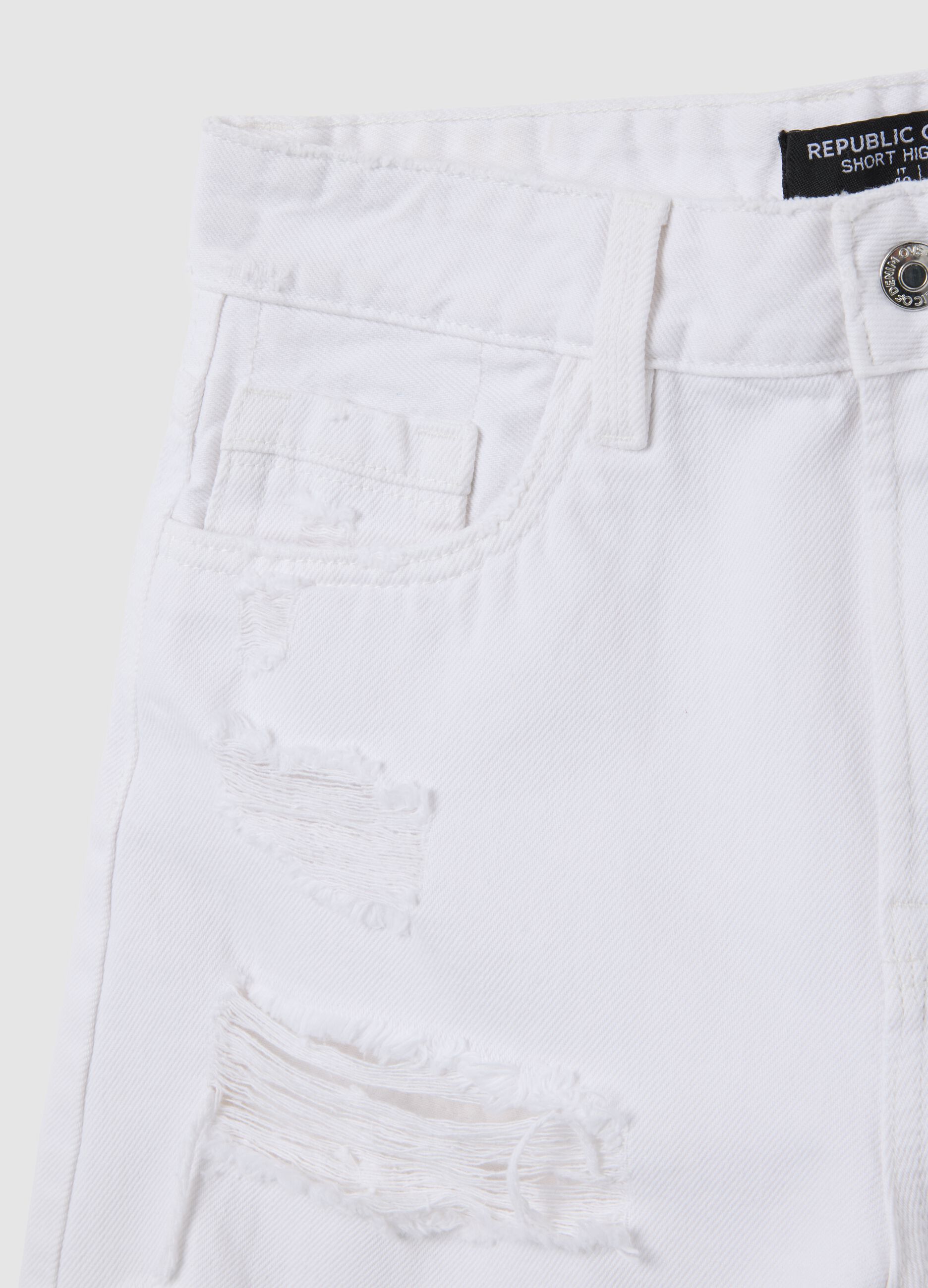 Shorts da donna in puro cotone bianco regular fit