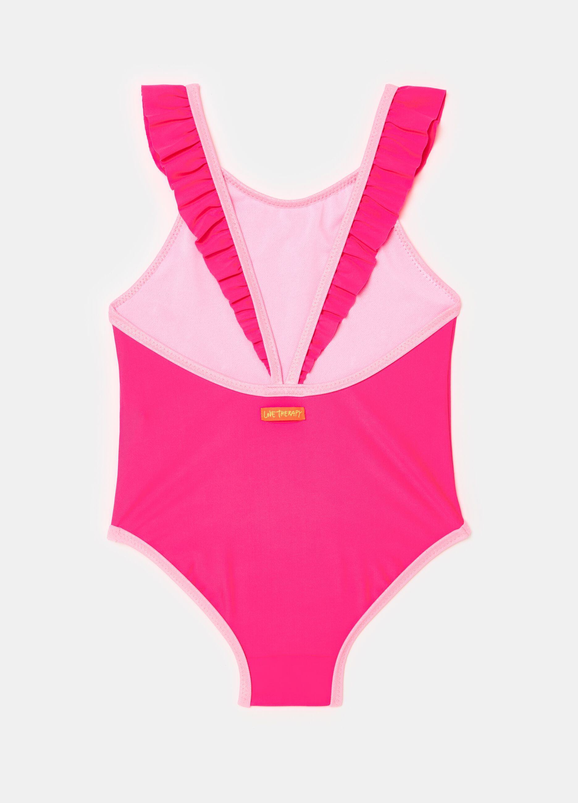 One-piece swimsuit with hearts application