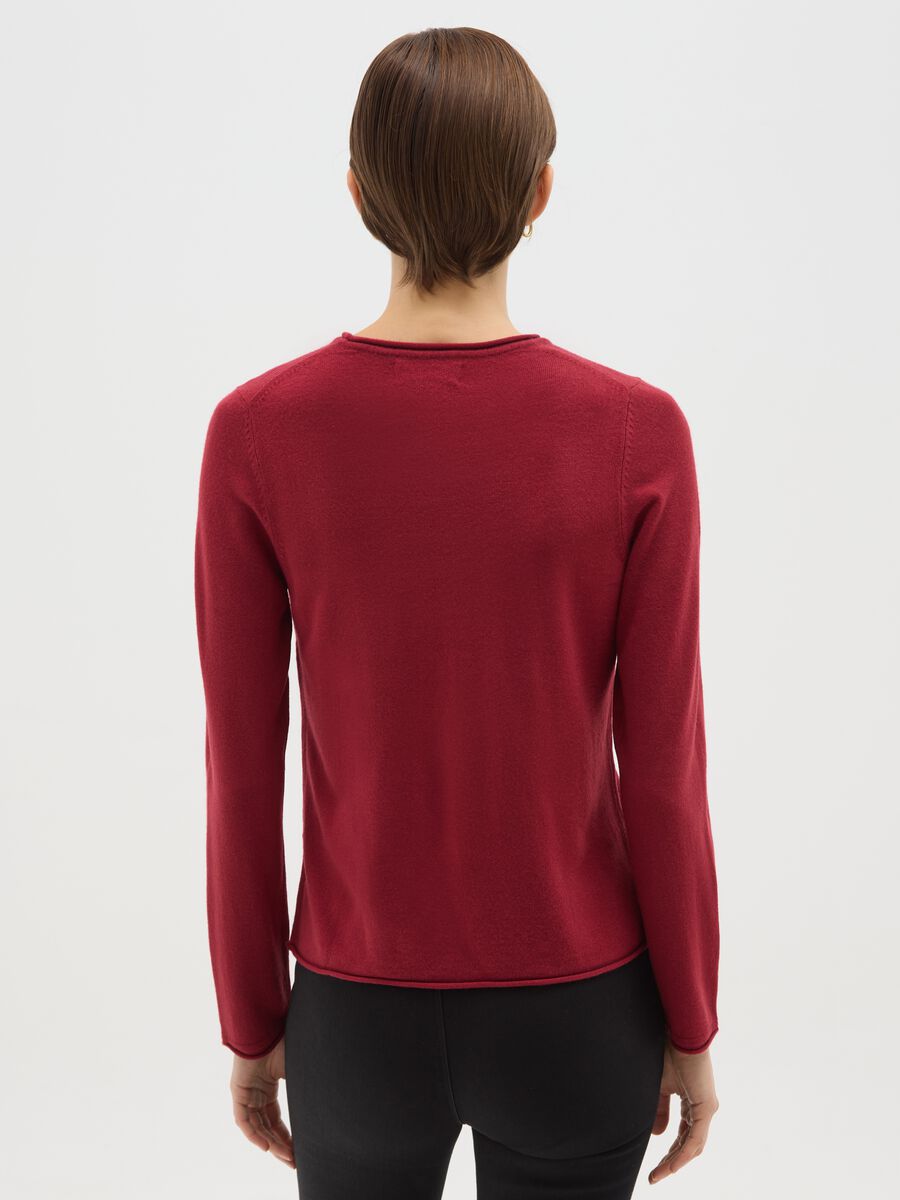 Red regular fit crew neck jumper_2