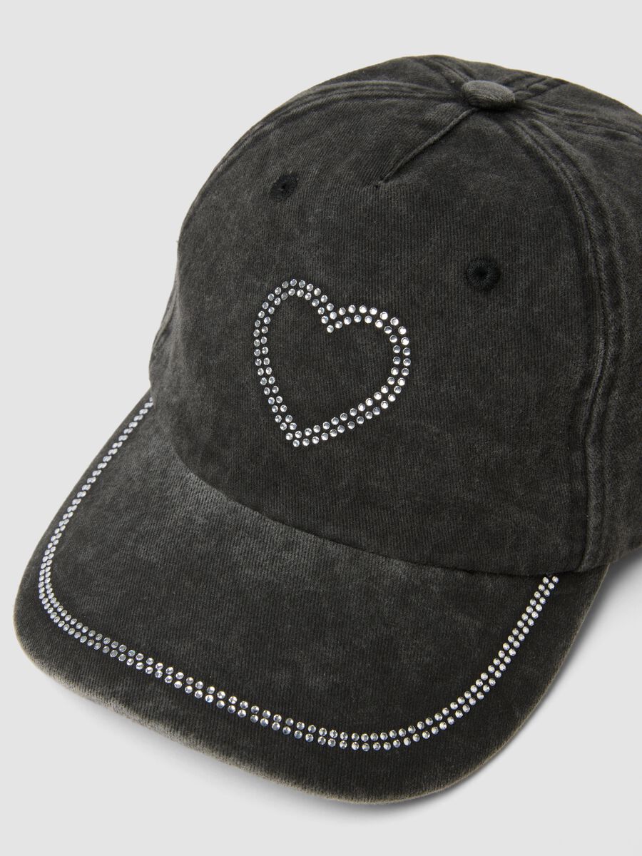 Girls' grey pure cotton baseball cap with rhinestones_1