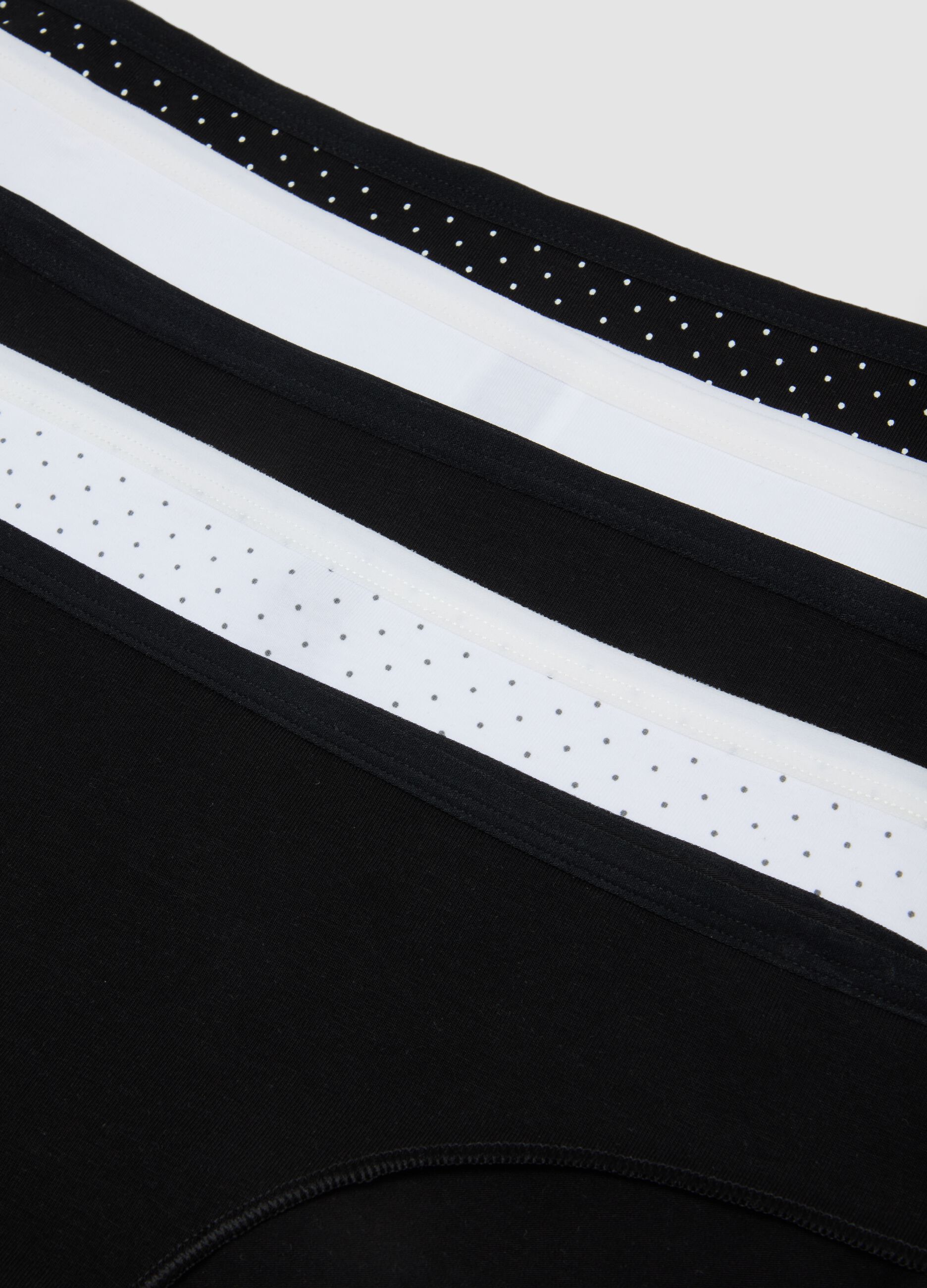 Five-pack of black and white polka-dot stretch cotton briefs