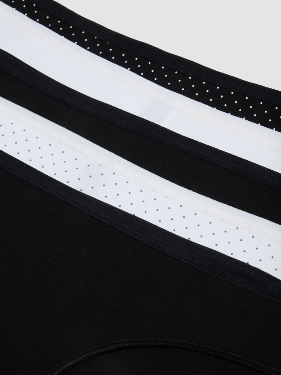 Multipack di cinque slip a pois neri e bianchi in cotone elasticizzato_6