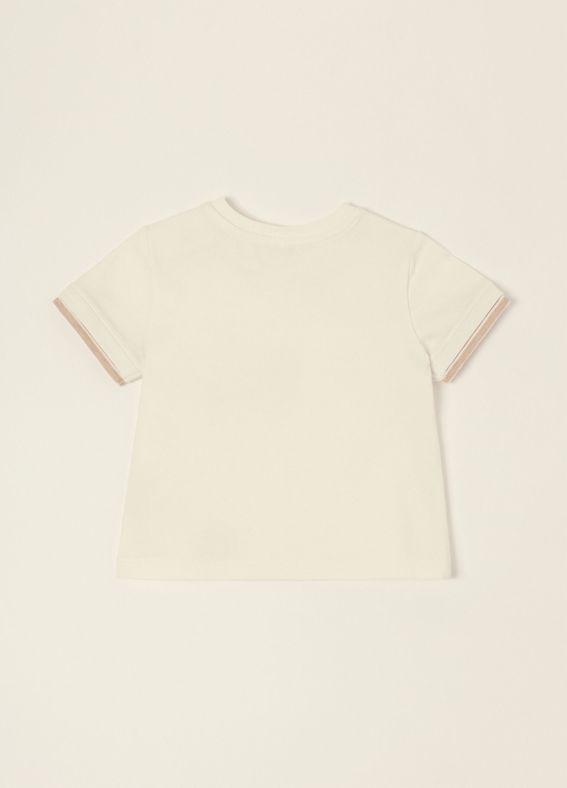 White baby regular-fit T-shirt with print in stretch cotton