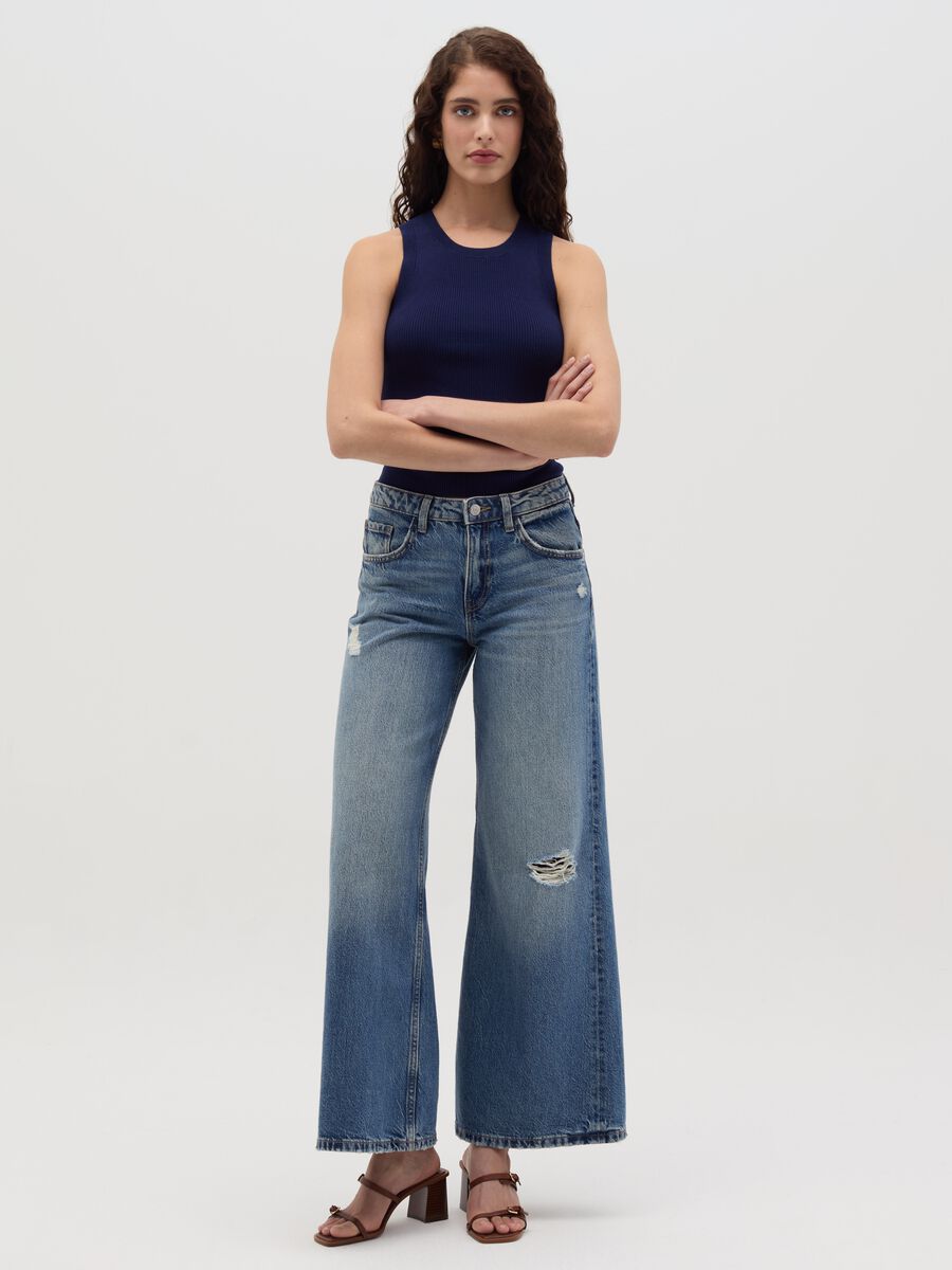 Ribbed tank top with halter neck_0