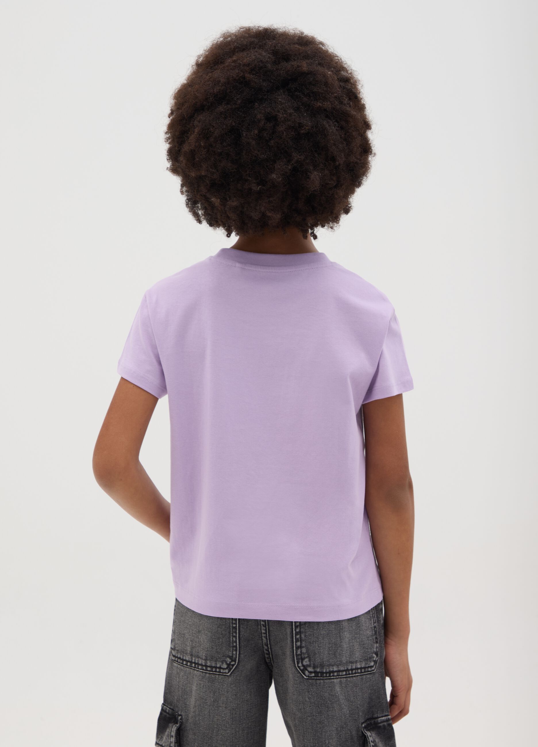 Girls’ purple regular fit T-shirt in 100% cotton