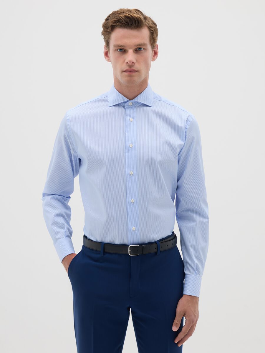 Men's pure cotton easy iron blue shirt_0