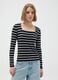 Black and white striped crew neck jumper_0