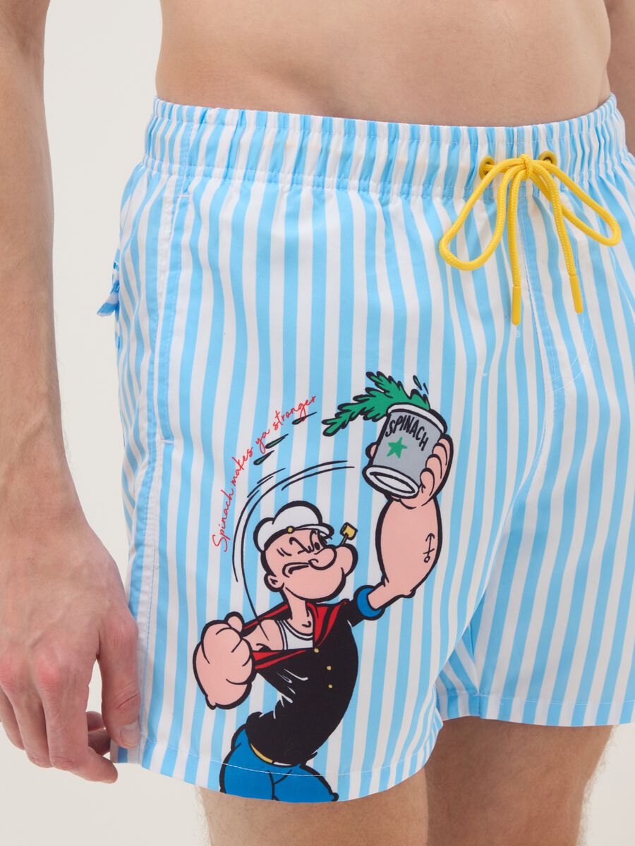 Multicolour striped swim shorts with Popeye print_3