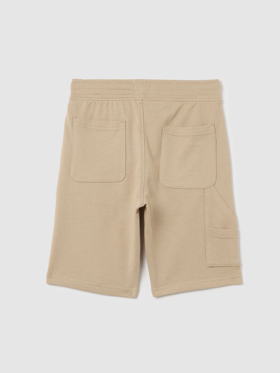 Beige organic cotton shorts for boys_1