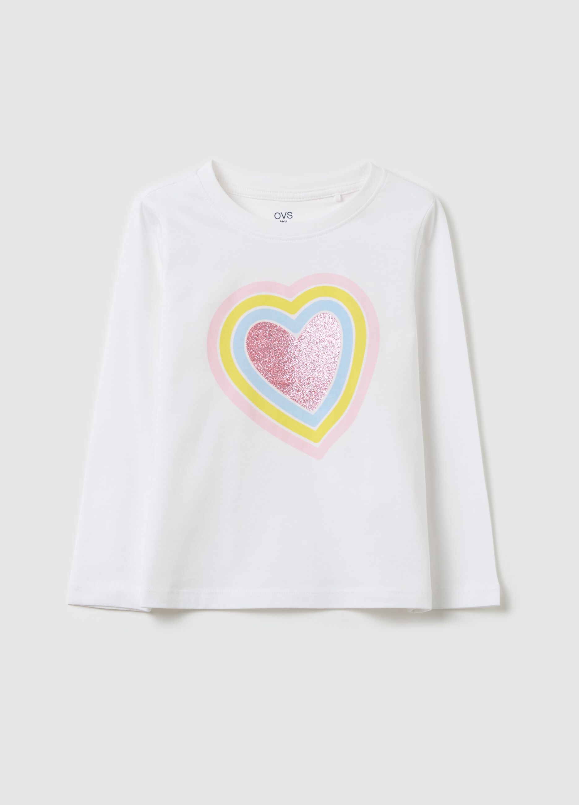 Long-sleeved T-shirt with glitter print