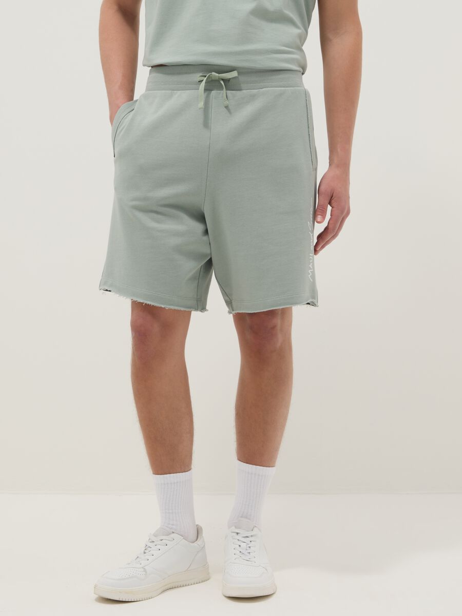 Pantaloncini in puro cotone verdi relaxed fit_1