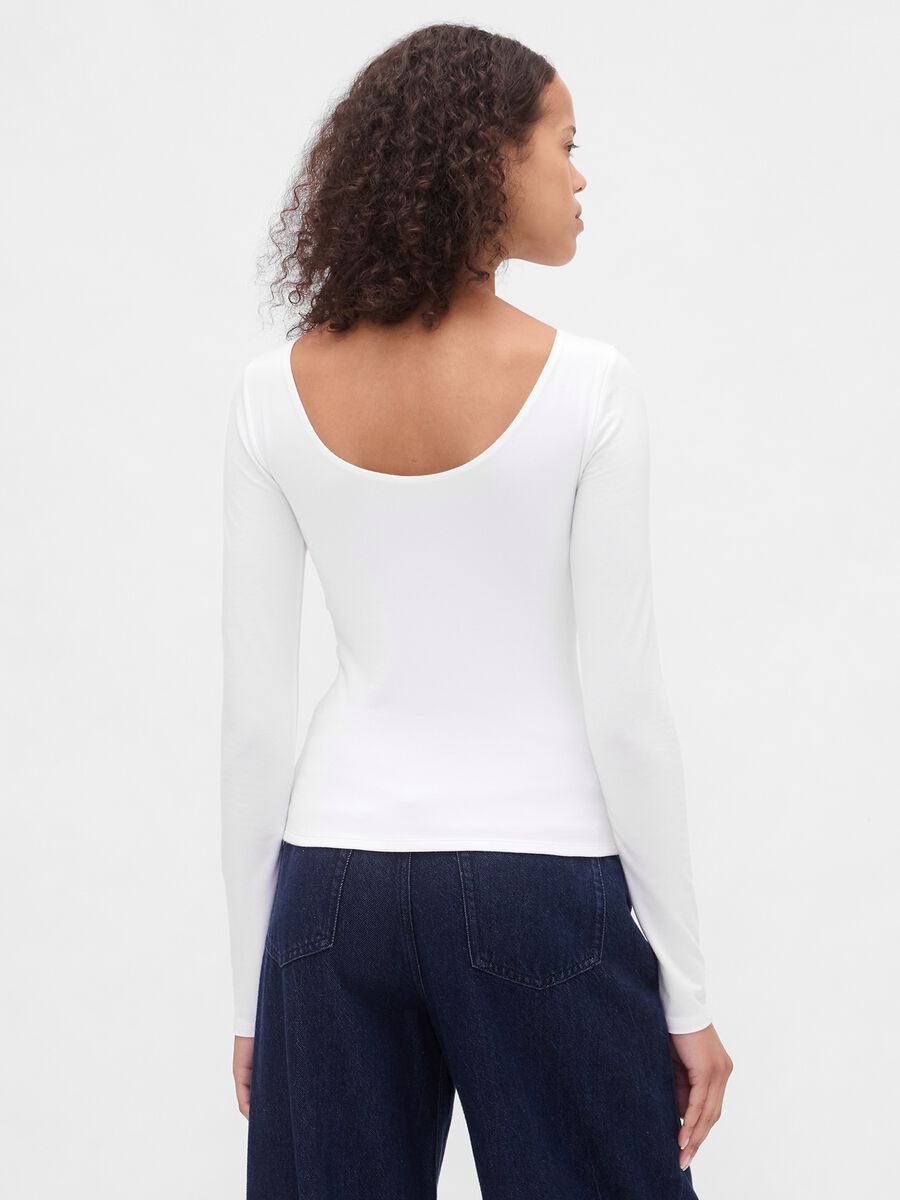 White Stretch Long Sleeve Top_2