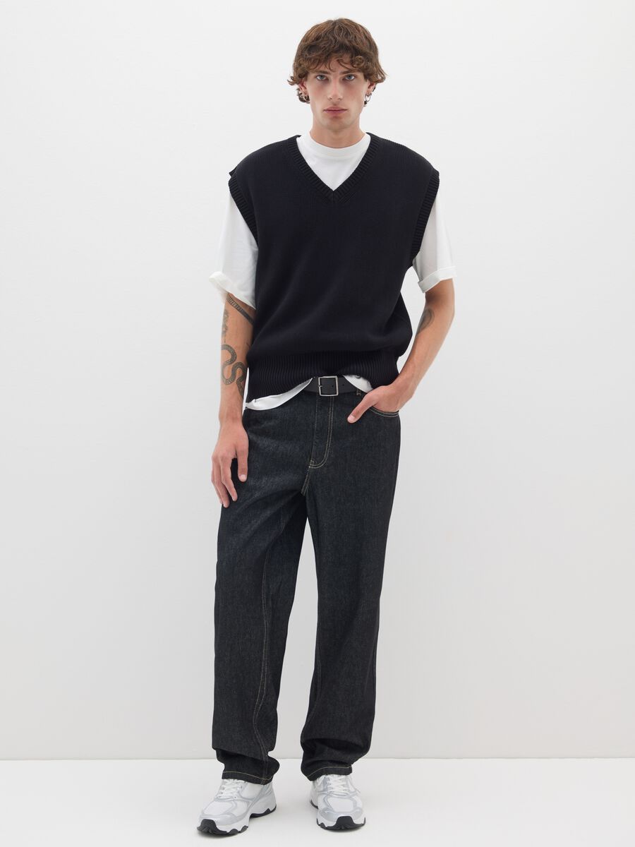 Gilet in puro cotone nero regular fit_1