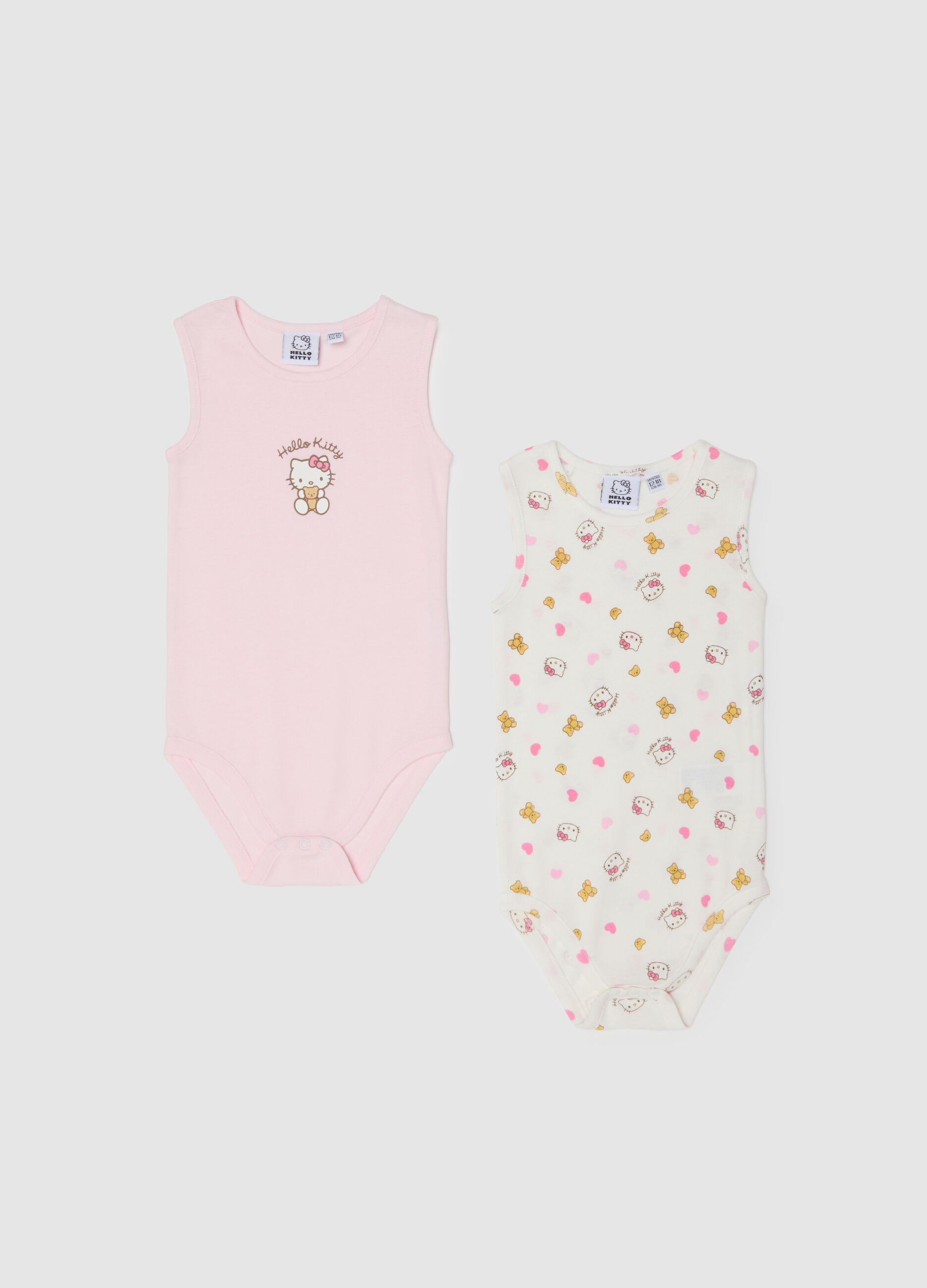Multicolour cotton sleepsuit set for baby girls with Hello Kitty prints