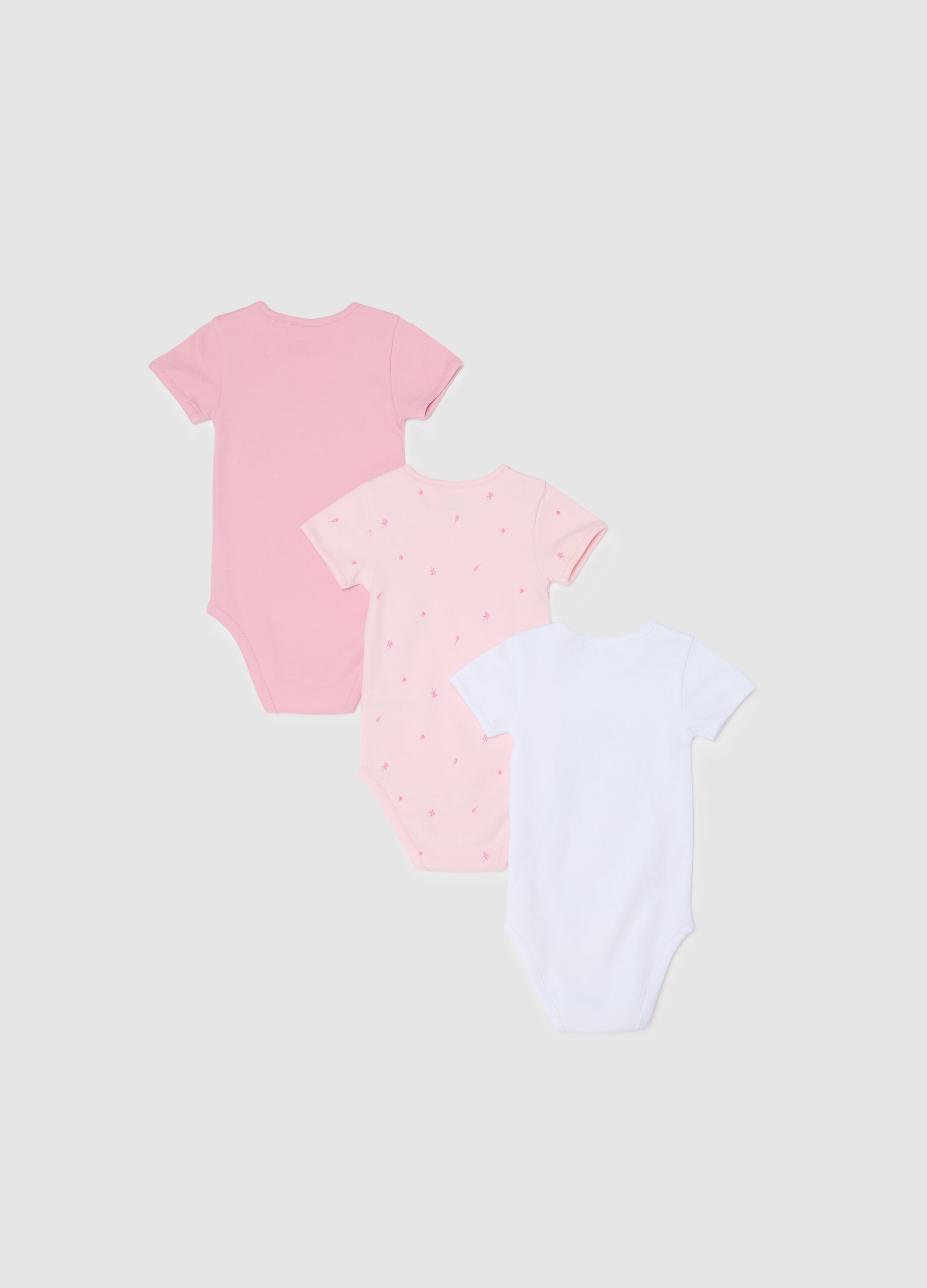 Tripack of pure cotton multicolor baby bodysuits