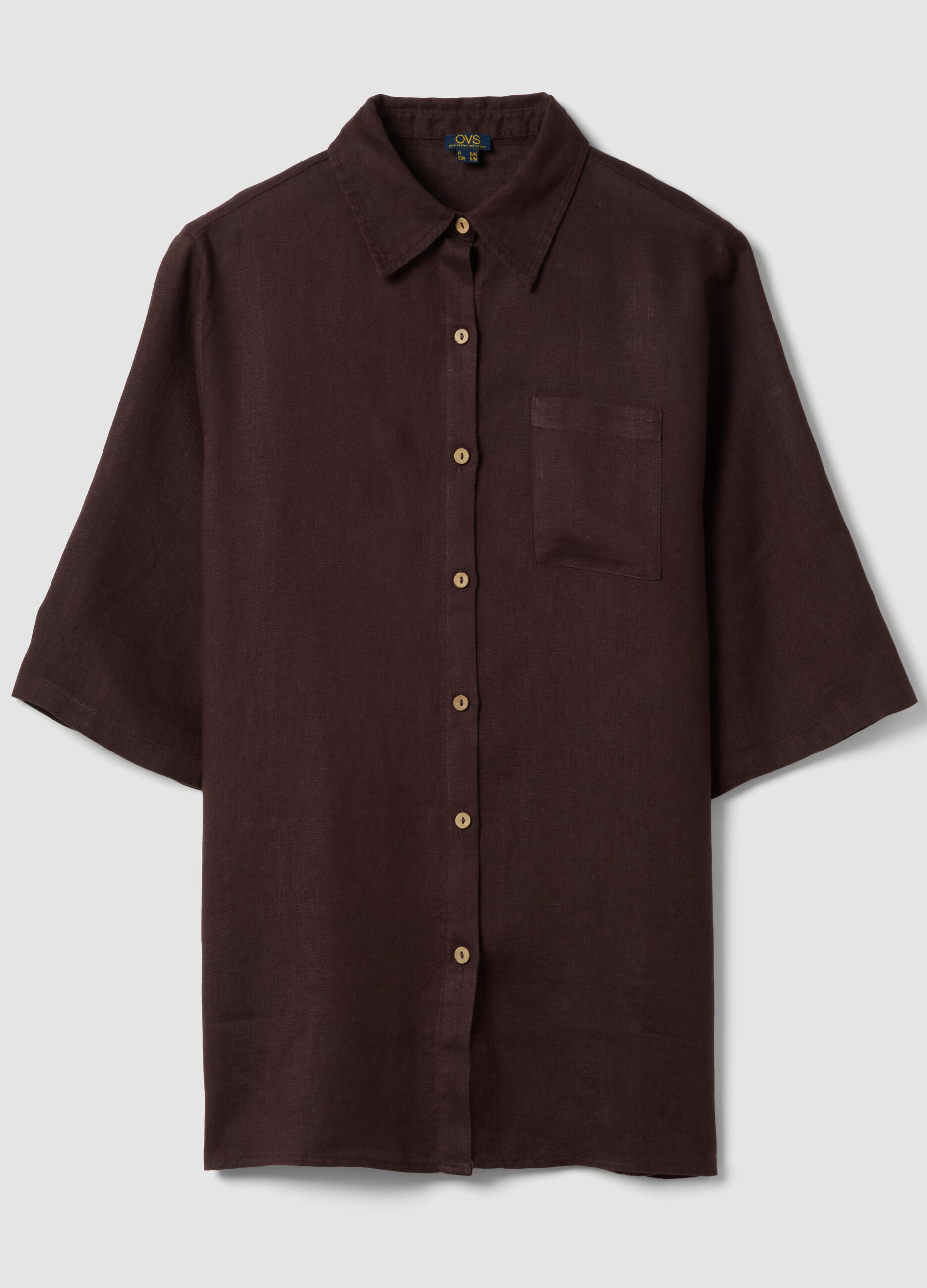 Brown pure linen beach cover-up
