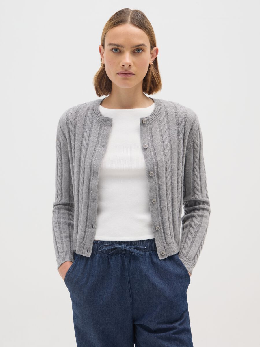 Grey Knitted Cardigan_0